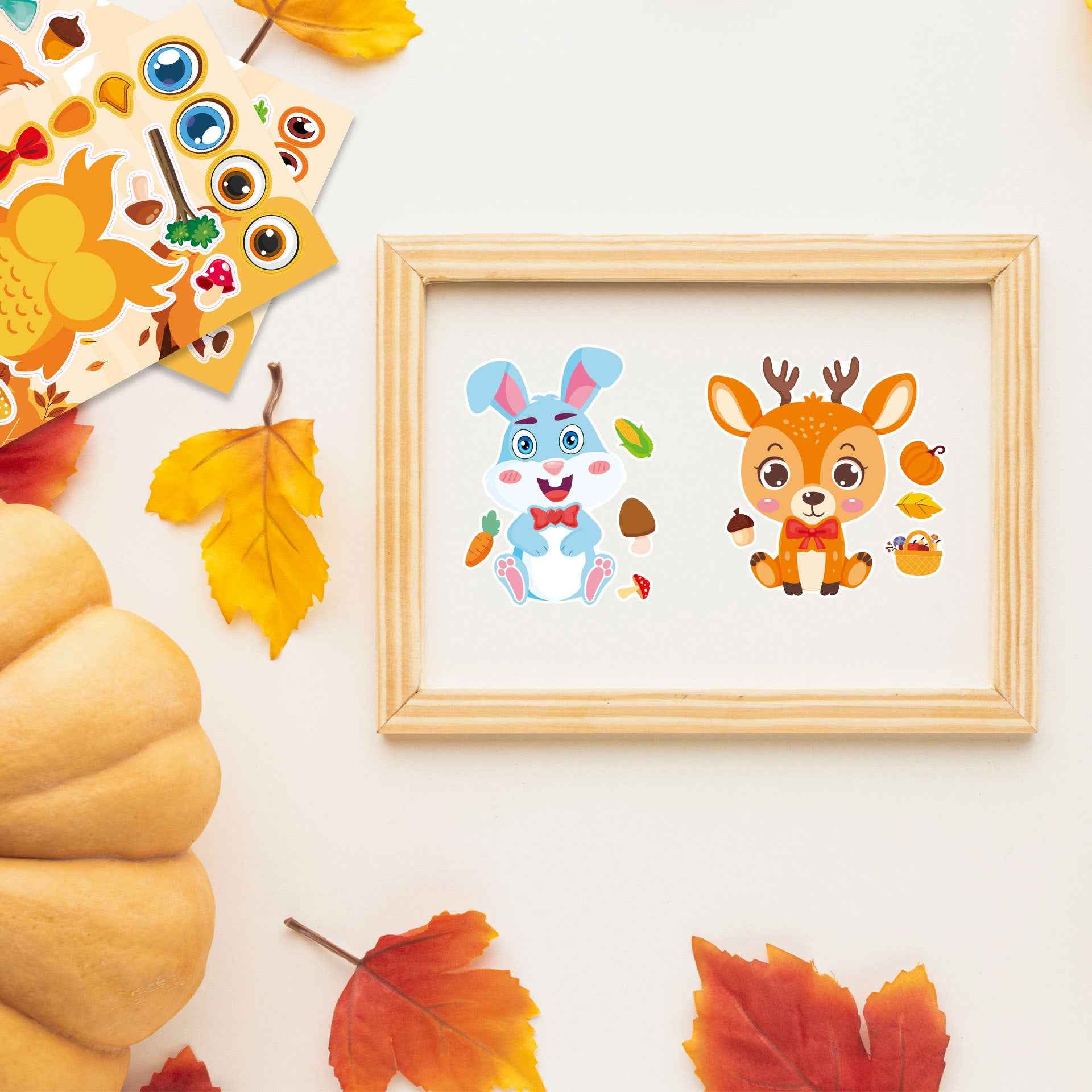Make a Face Cartoon Autumn Animals Stickers for Kids 24 Sheets