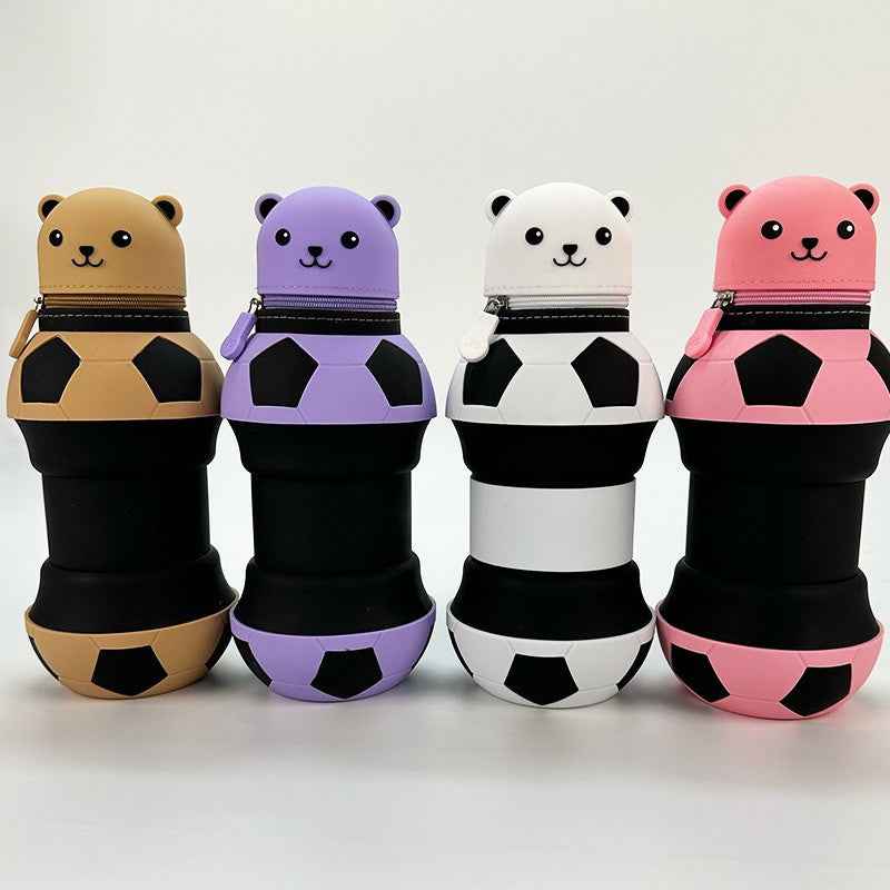 Cute Cartoon Bear Soccer Ball Silicone Pen Holder