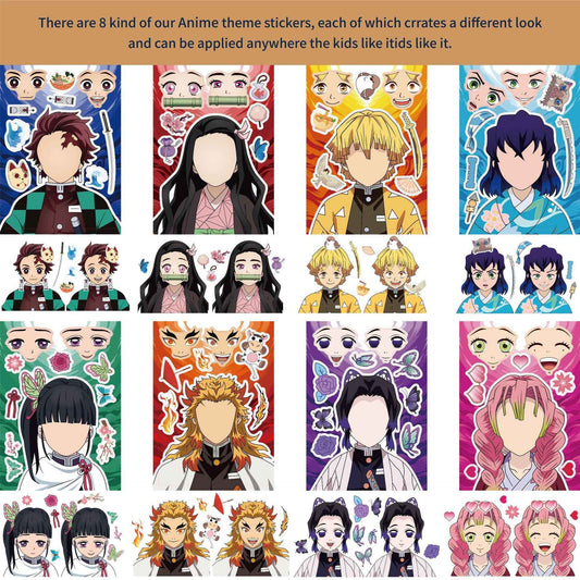 Make a Face Anime Demon Slayer: Kimetsu no Yaiba Stickers for Kids 24 Sheets