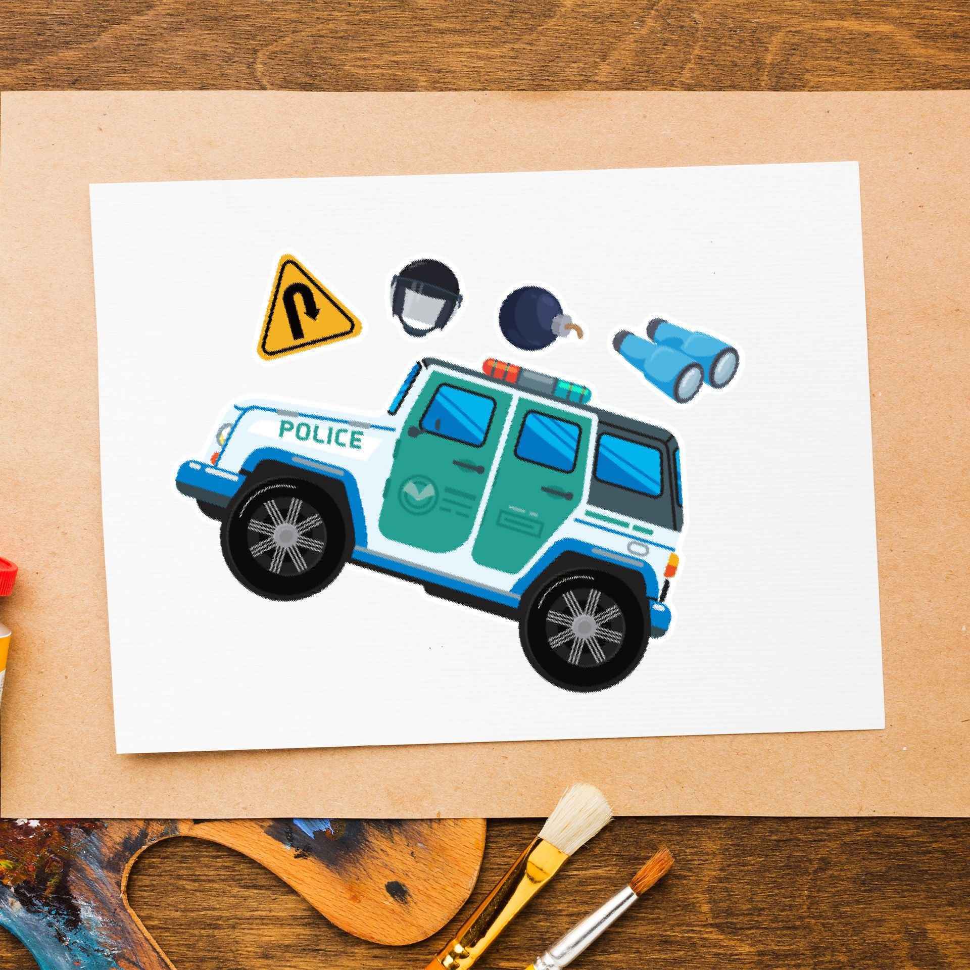 Make a Face Cartoon Police Stickers for Kids 24 Sheets