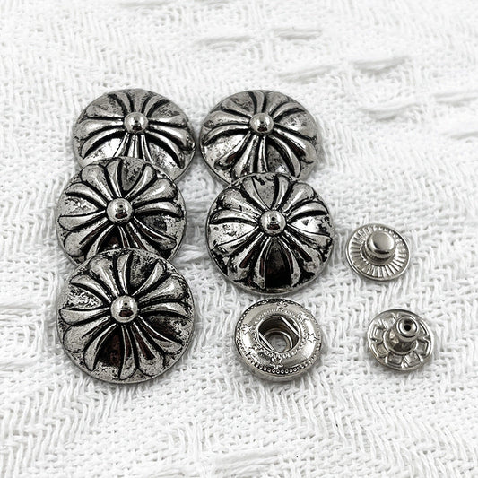 18/22mm Silver Black Metal Snap Buttons Fasteners for Jackets 100 Pack