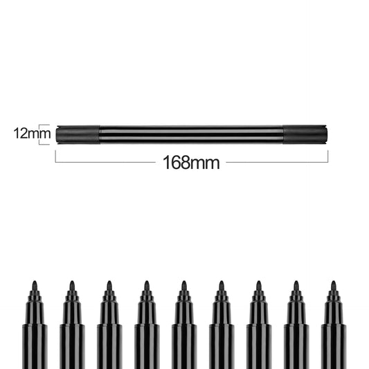 6pcs Black Dual-Tip Fabric Markers Brush & Fine Tip for DIY Clothing,Canvas & Textile Art