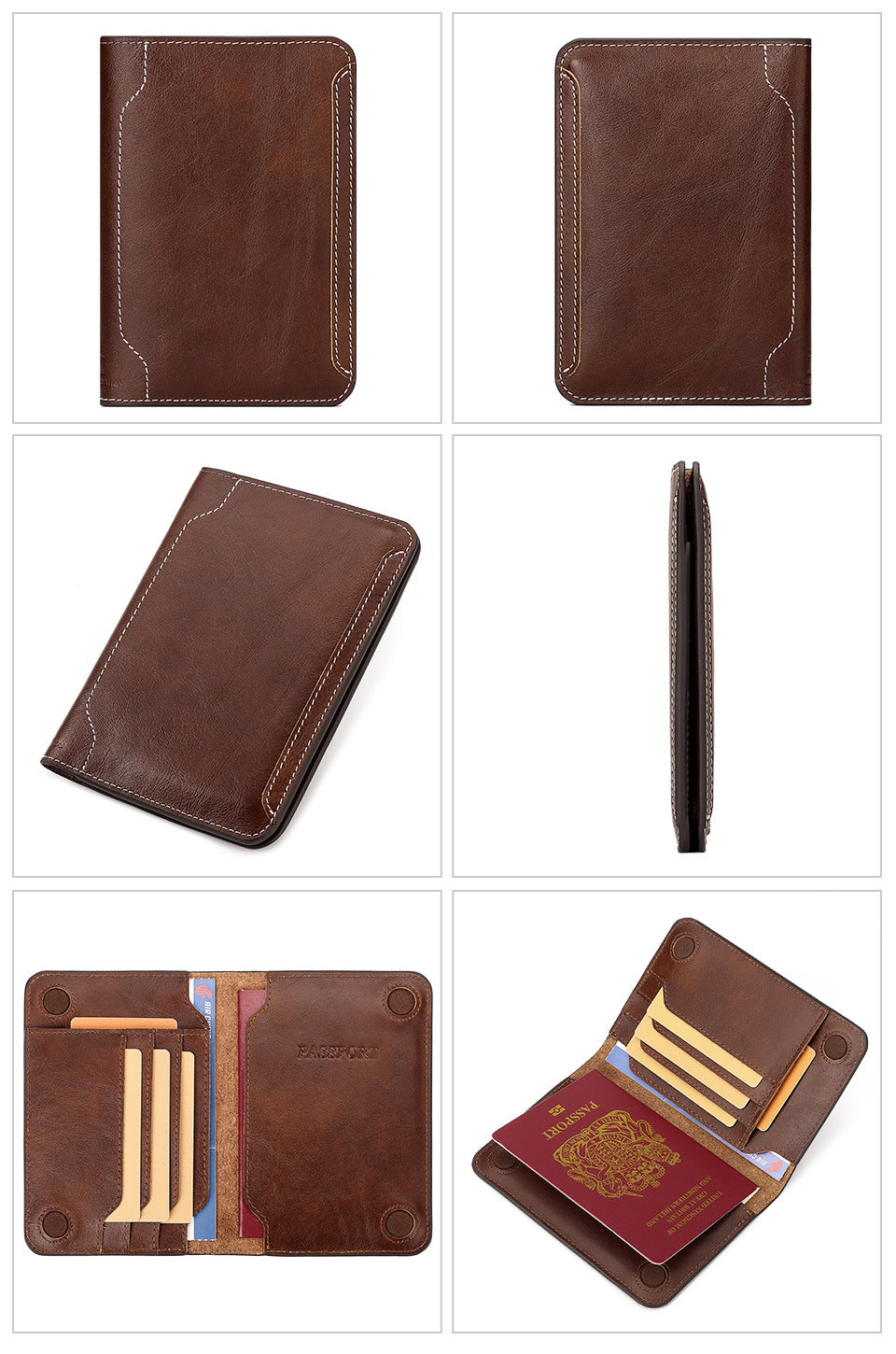 Top Grain Leather Passport Holder Travel Document Wallet