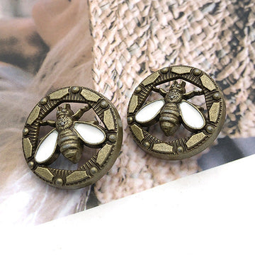 Round bronze coat buttons, bee hollow pattern, metal shank, set of 20