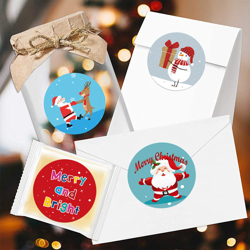 500Pcs 1.5 Inch Merry Christmas Stickers Adhesive Labels