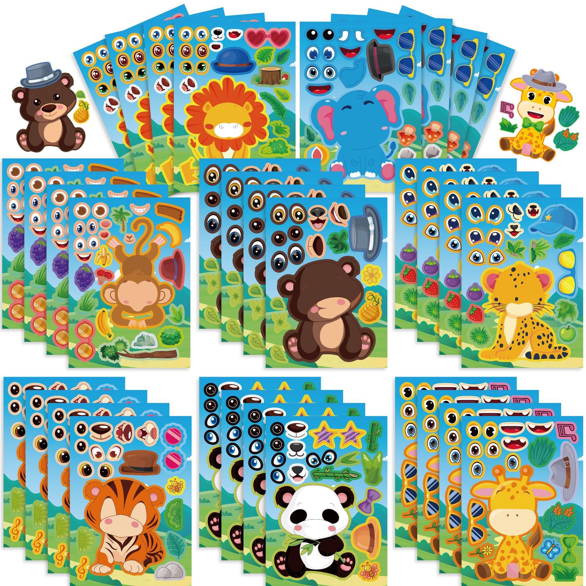 32 Sheets Cartoon Zoo Animals Make Your Own Stickers for Kids - TTpen