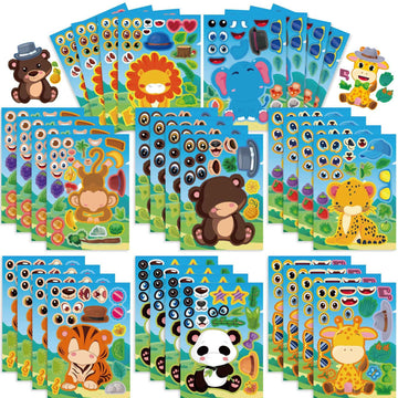 Make a Face Safari Animal Stickers for Kids 24 Sheets