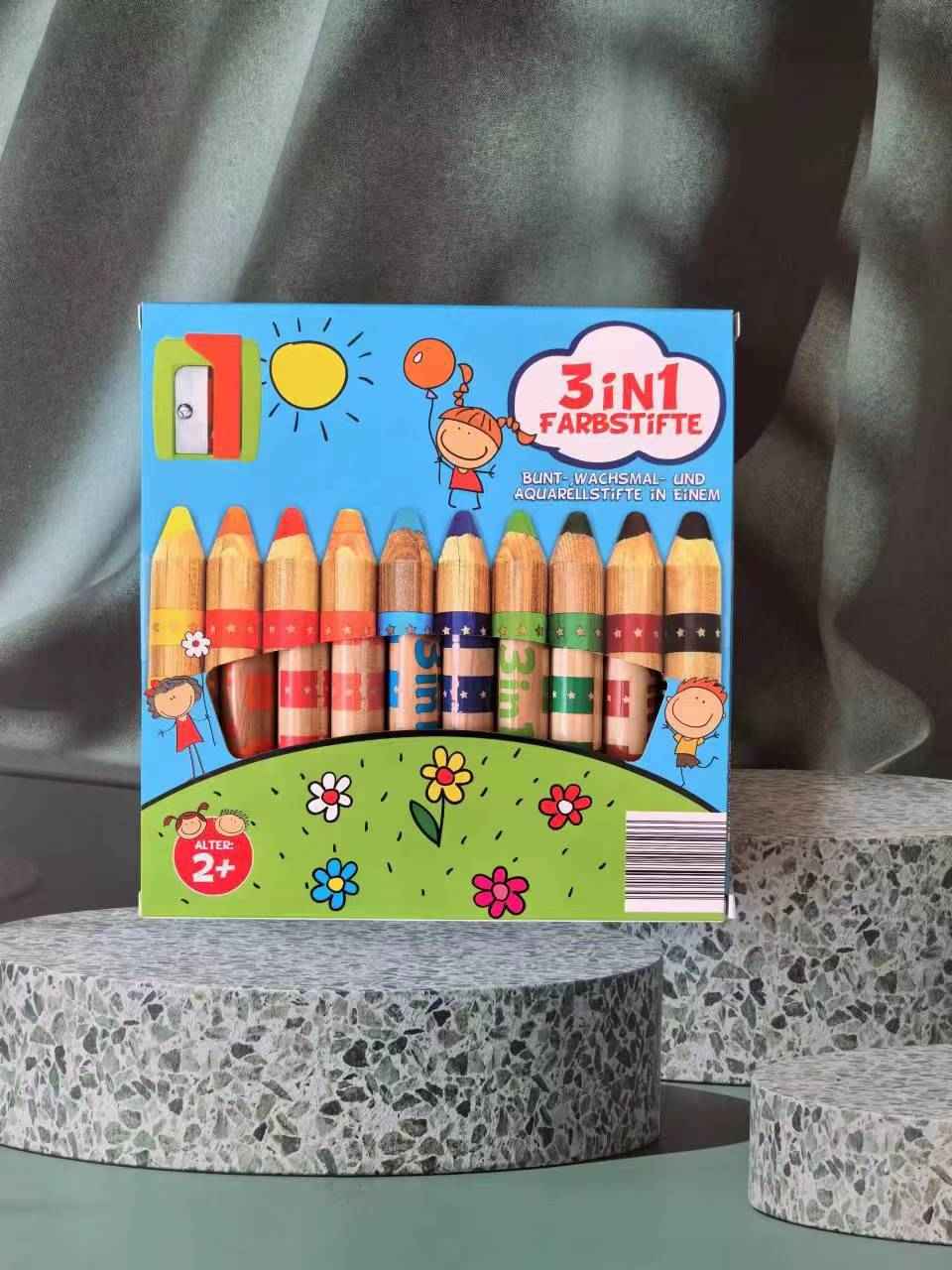 3IN1 Super Washable Big Crayons for Toddlers 10 Color