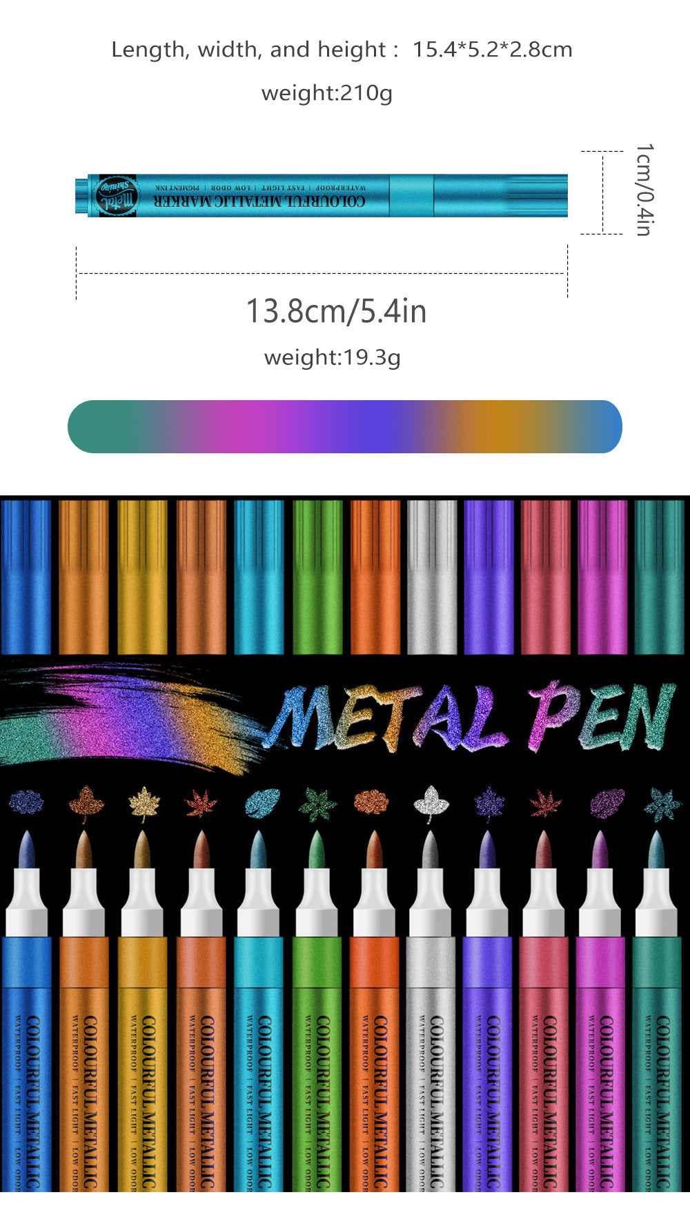 12 Colors Metallic Soft Brush Acrylic Paint Markers
