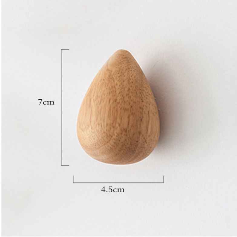 Wooden Droplet Wall Hooks for Coat Hat 3 Pack