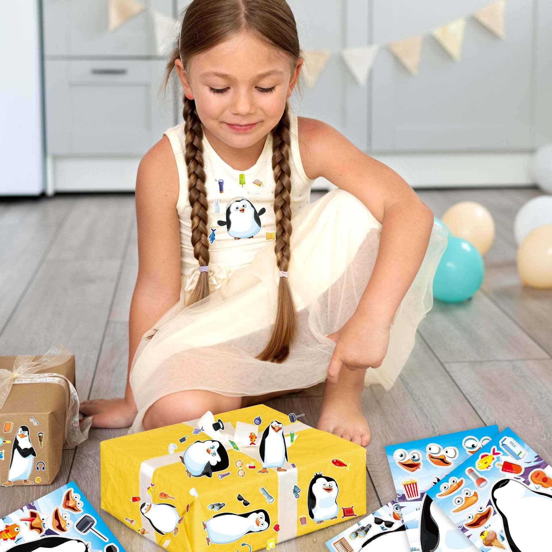 Make a Face Cartoon Penguin DIY Stickers for Kids 24 Sheets