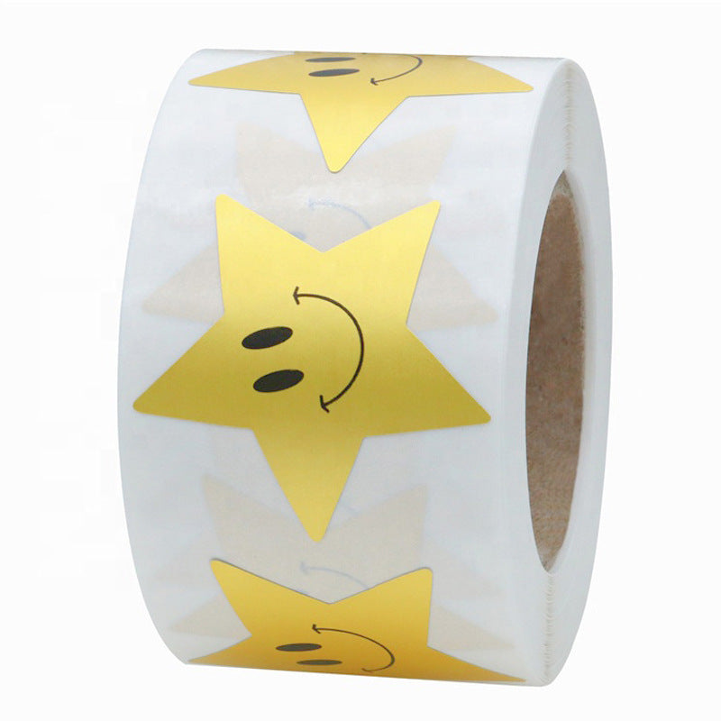 500pcs Happy Star Smile Face Reward Stickers,1.5 inch Gold