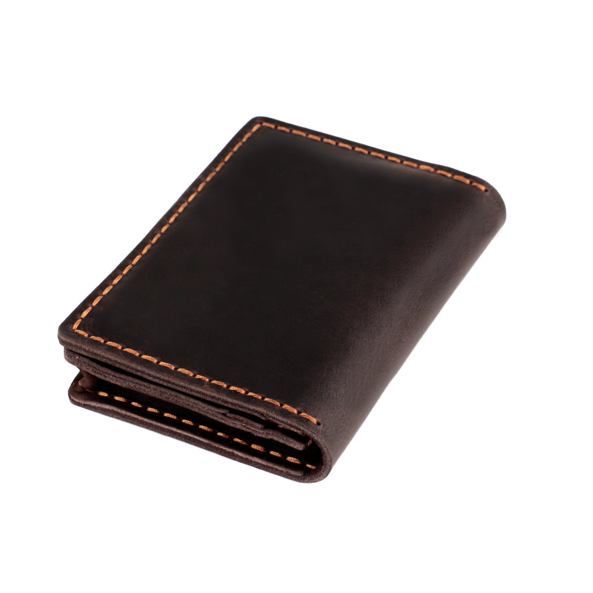 Handmade Crazy Horse Leather Card Holder Slim Wallet Coffee