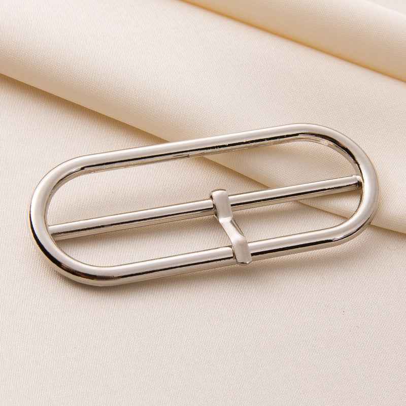Oval center bar belt buckle clasp, adjustable metal bar and center frame