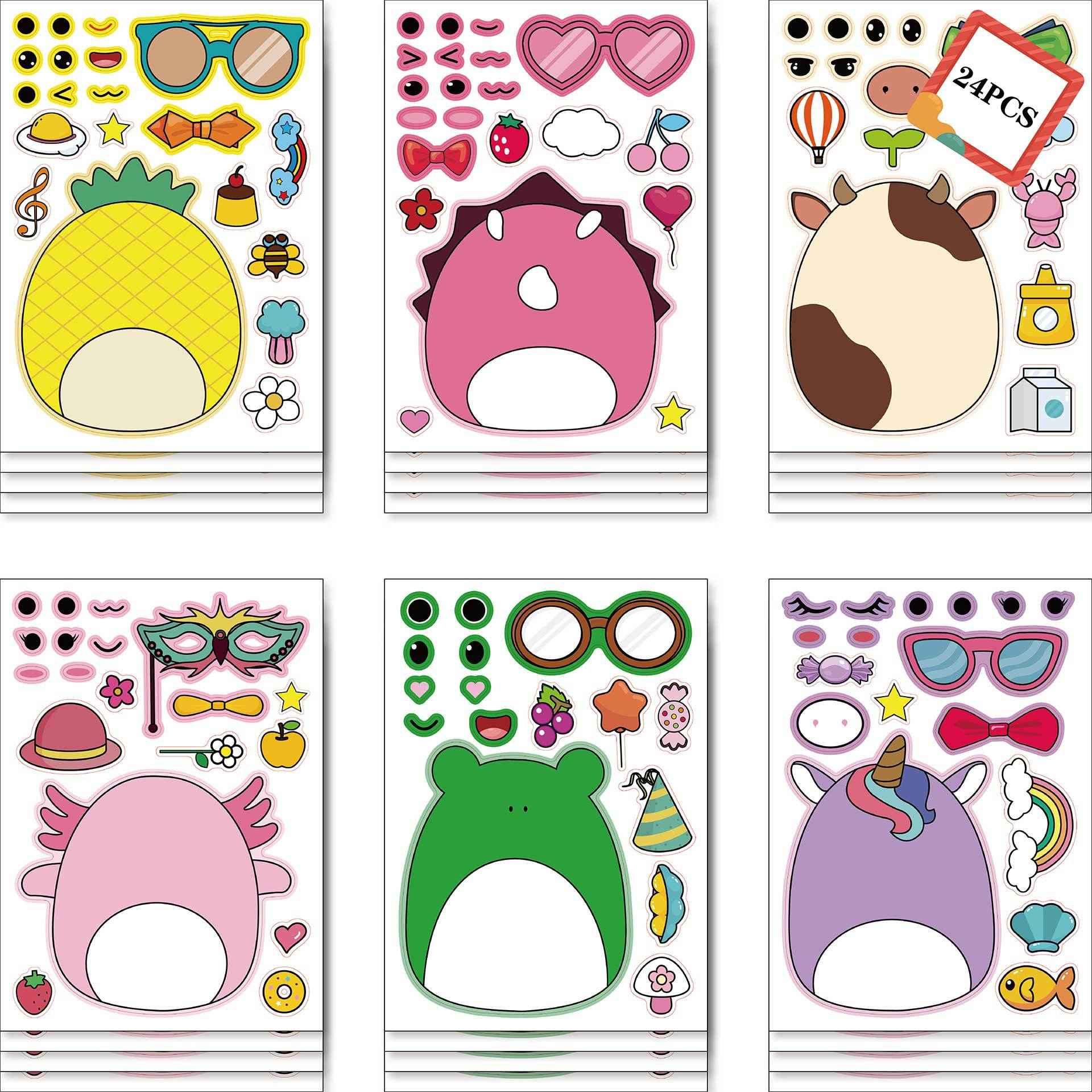 Make a Face Squishmallow Stickers for Kids 24 Sheets