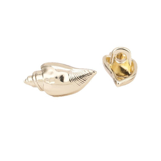 Conch shell metal shank button set, Light Gold: front and back views