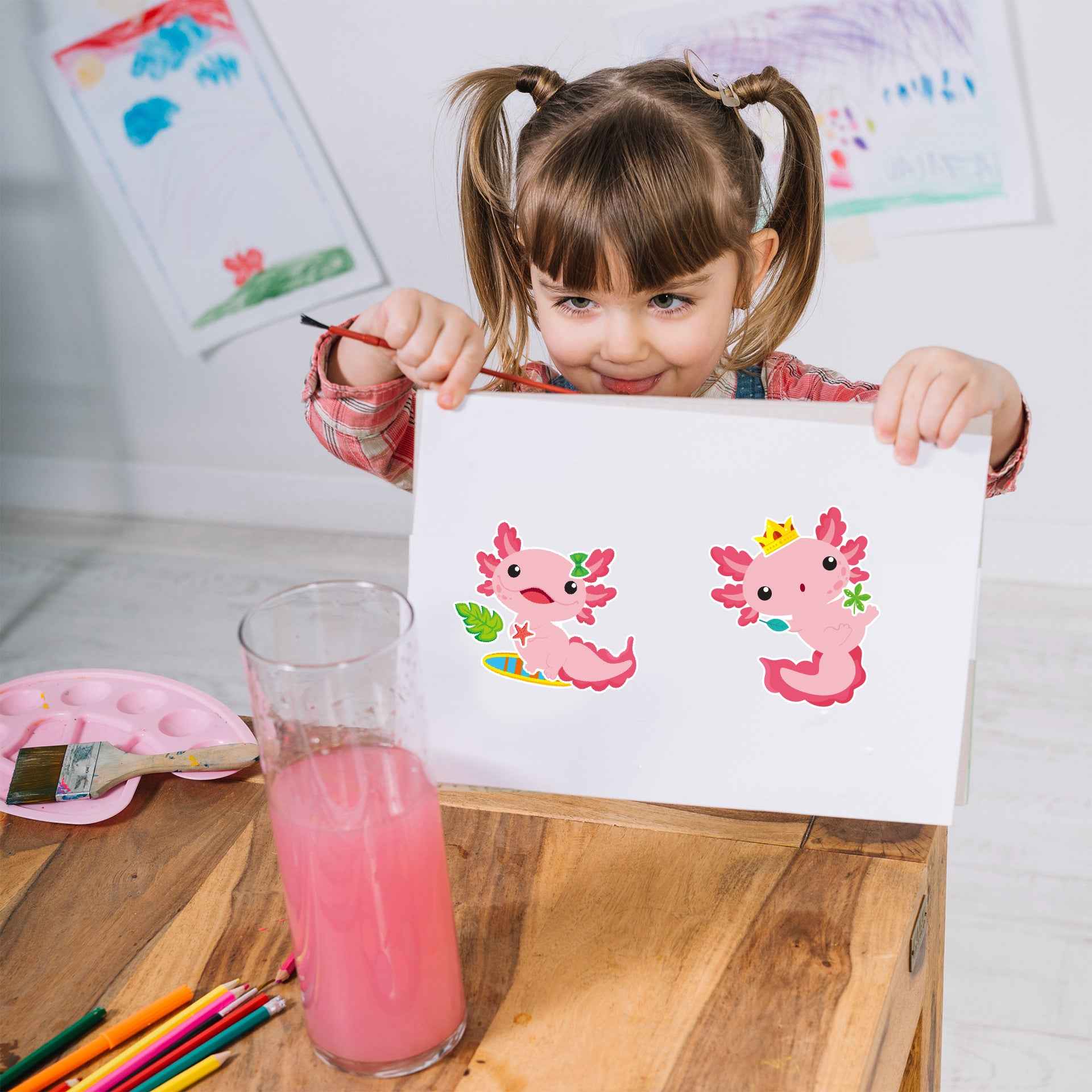 Make a Face Cartoon Axolotl Animal DIY Stickers for Kids 24 Sheets