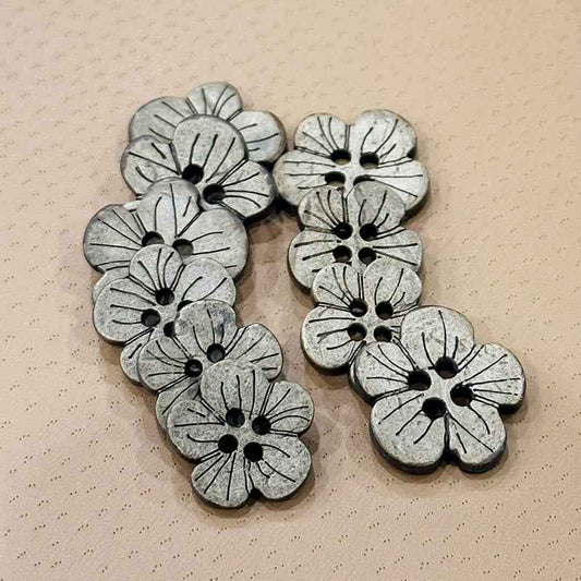 23mm Laser-Cut Plum Blossom Coconut Shell Shoe Buttons 40pcs