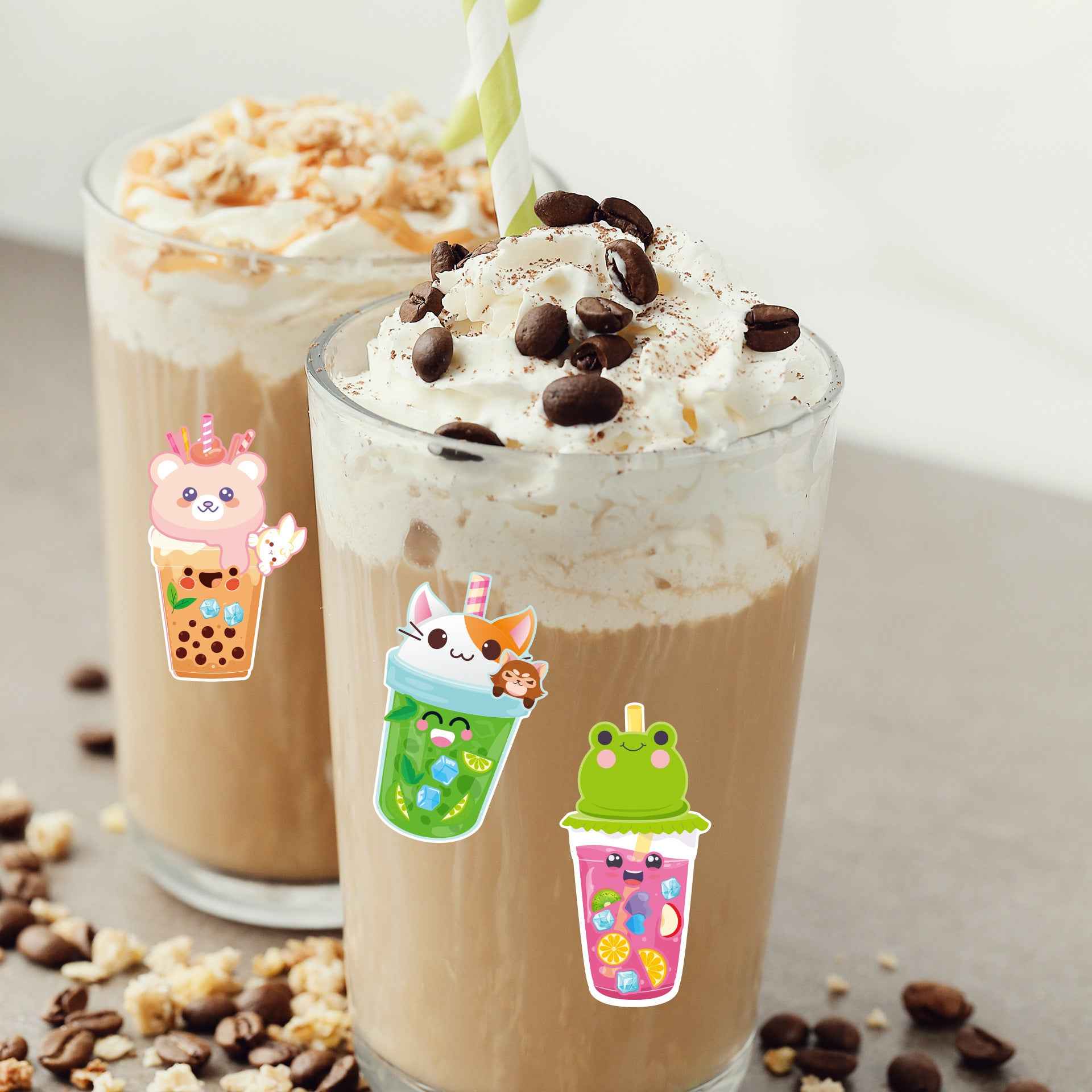 Make a Face Bubble Tea Stickers for Kids 24 Sheets