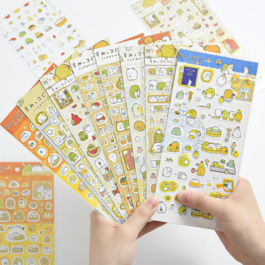 Gold Foil Kawaii Corner Stickers – 16-Pack Animal & Watermelon