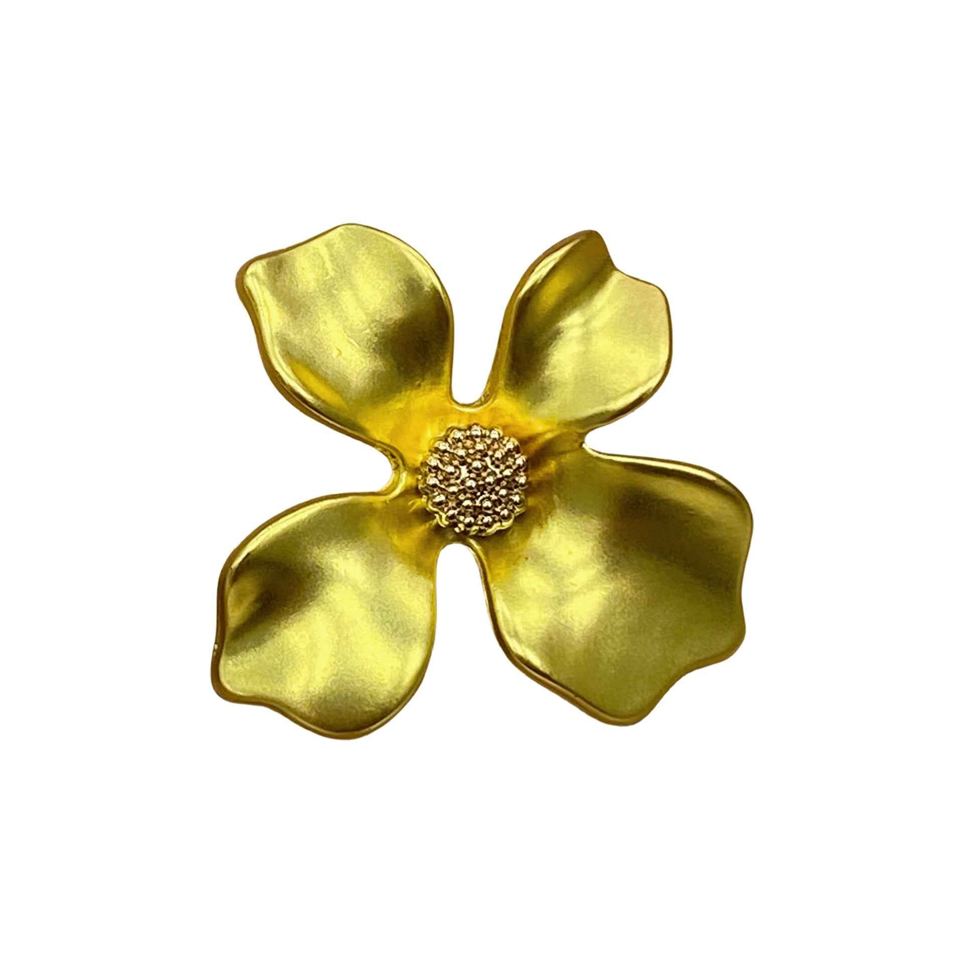 Gold vierblättriger Blumen-Knopf, Metall-Schaft, 28 mm