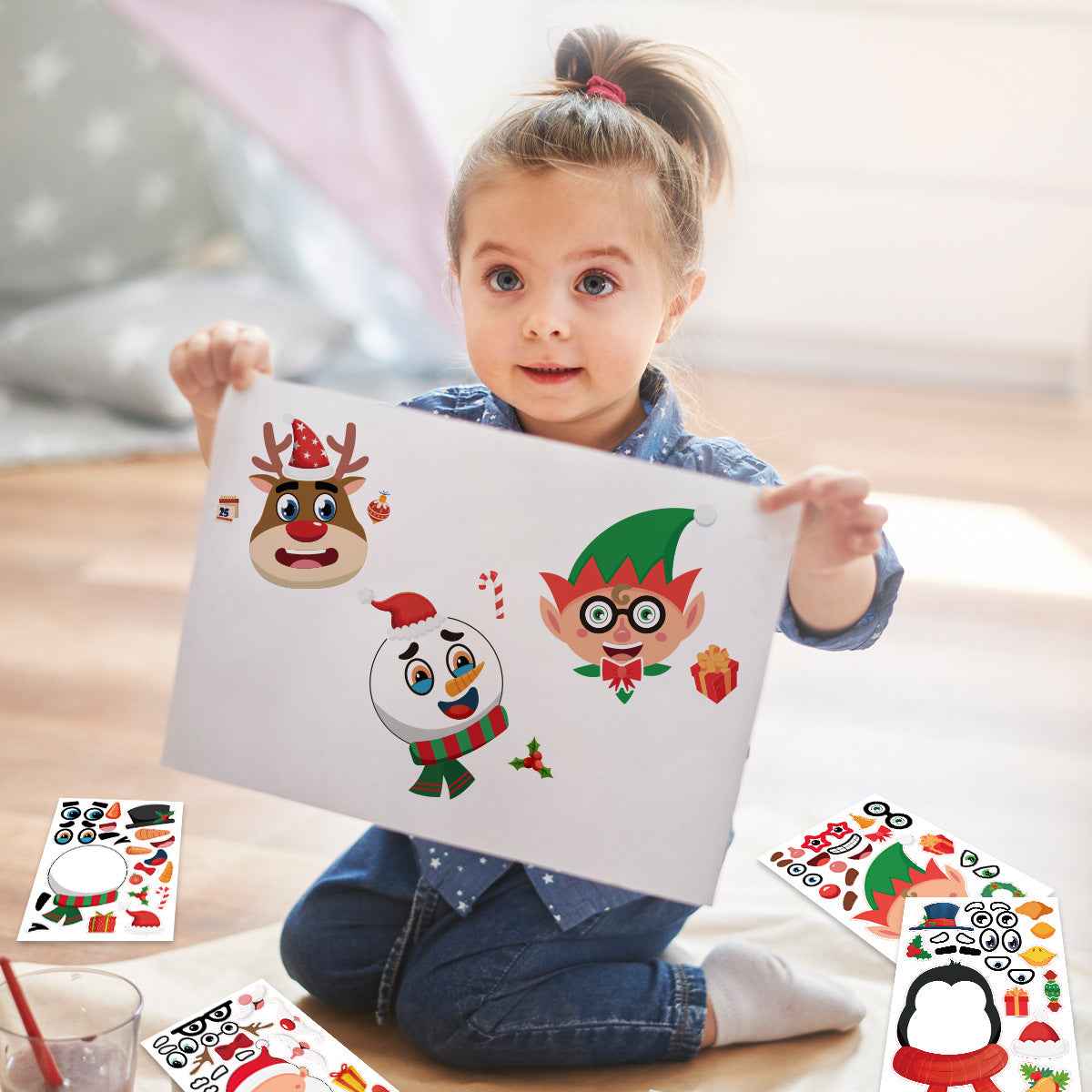 Make a Face Christmas DIY Cartton Stickers for Kids 24 Sheets