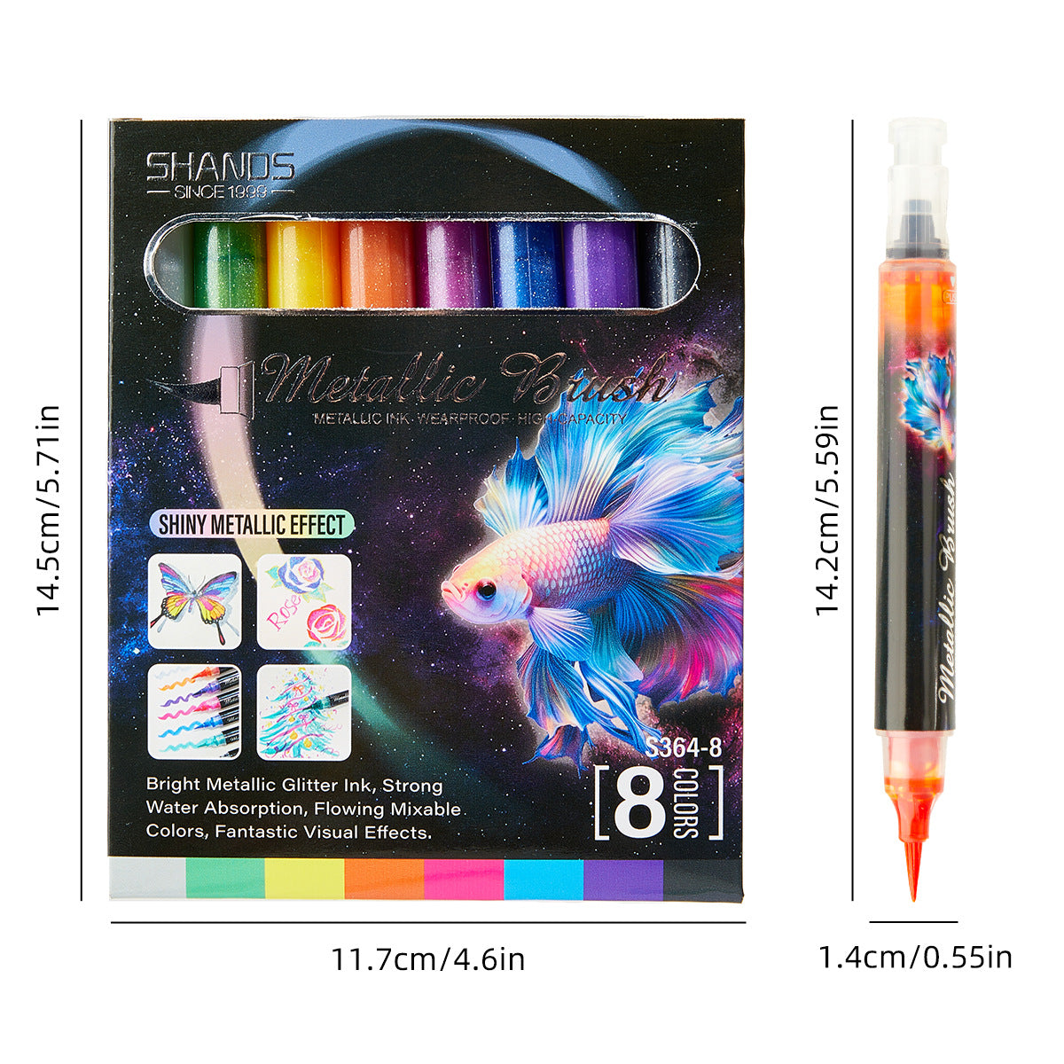 Set De 12 Rotuladores Con Purpurina De Doble Línea – Efectos Metálicos Y De Color En Papel Claro U Oscuro, Para Scrapbooking Y Dibujo