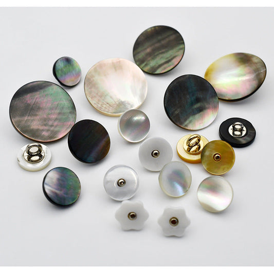 Natural Shell Round Buttons with Metal Shank for Sweaters Bags 90 Pack
