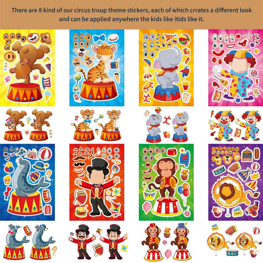 Make a Face Cartoon Circus DIY Stickers for Kids 24 Sheets