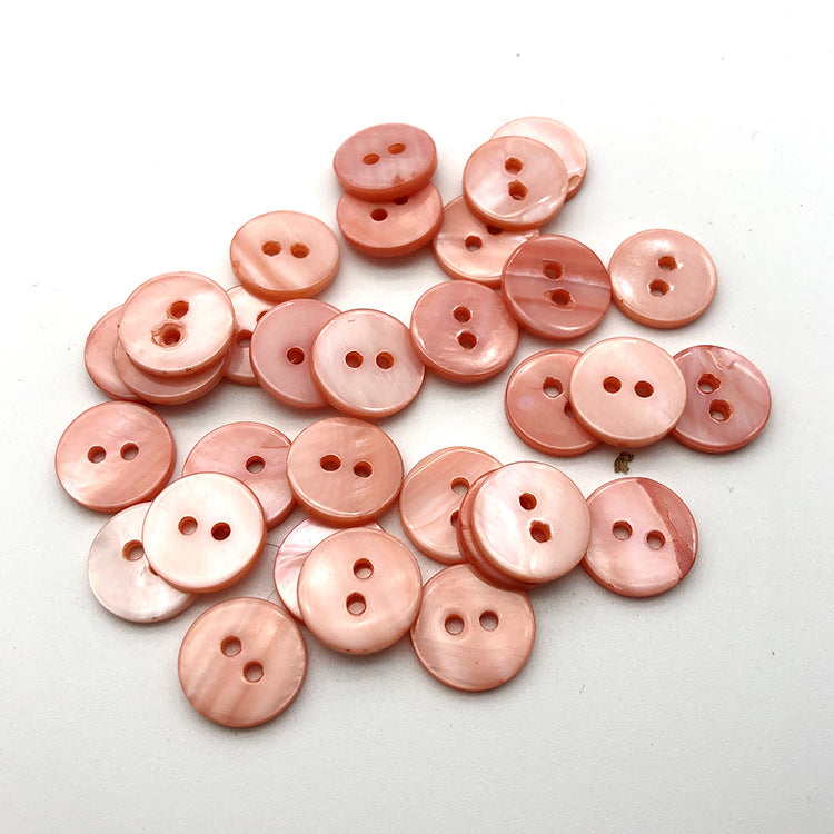 Peach/pink round two-hole flat shirt buttons, 12.5mm, assorted (20 pcs)
