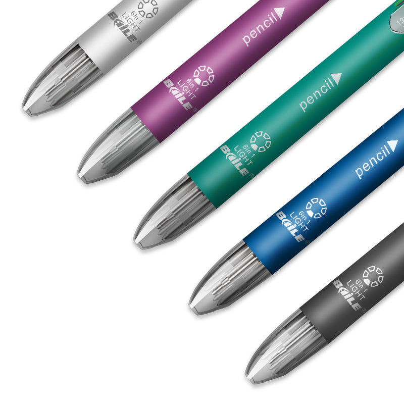 BAILE Multi Pen 5+1 Light,0.7mm Ballpoint Pen,0.5mm Mechanical Pencil