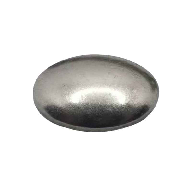 Antique silver oval rivet stud cap with smooth domed finish