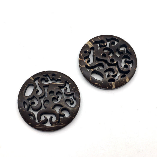 45mm Vintage Round Coconut Shell Decorative Craft Button 20pcs