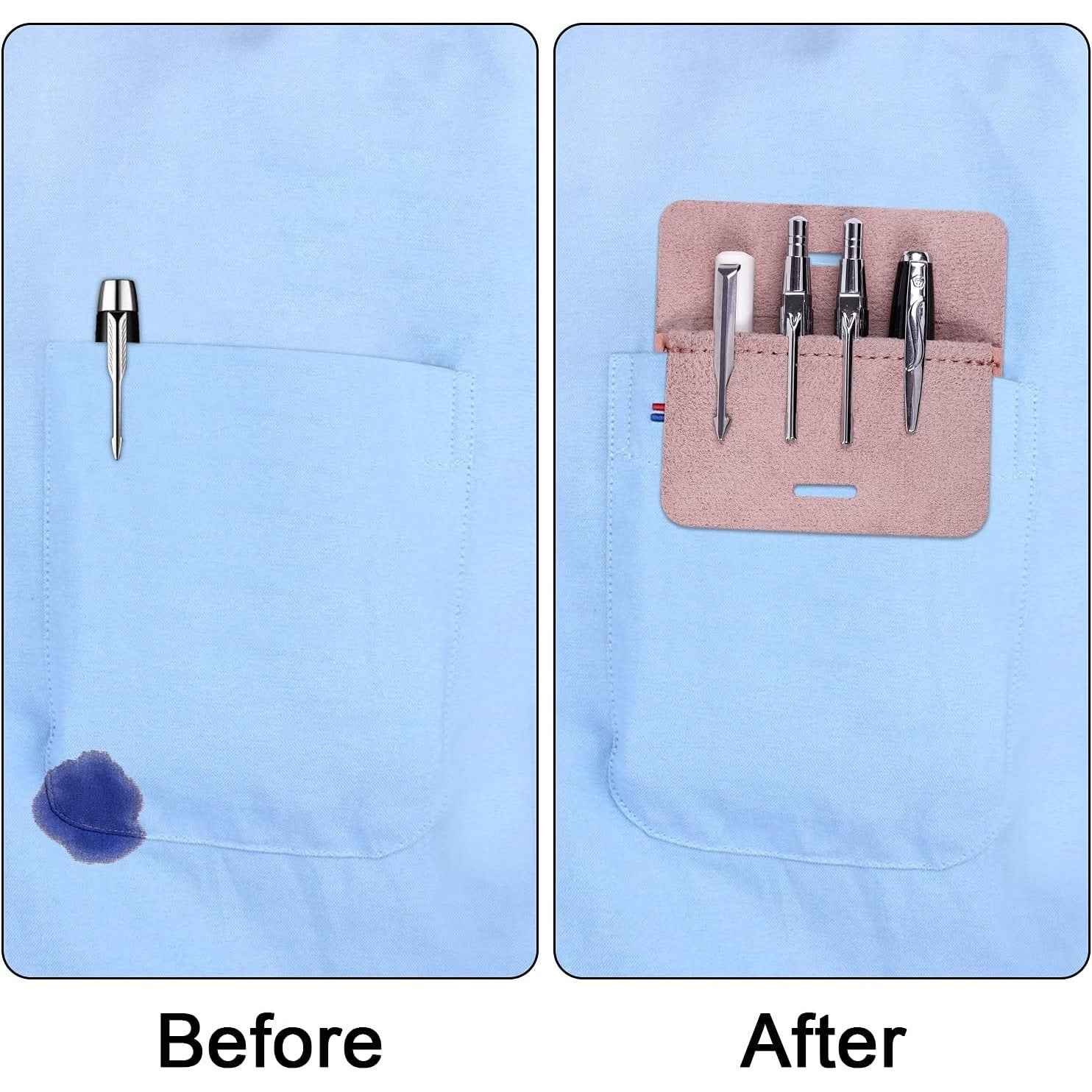 3 Pack PU Leather Heavy Duty Pen Holder Pouch Pocket Protector