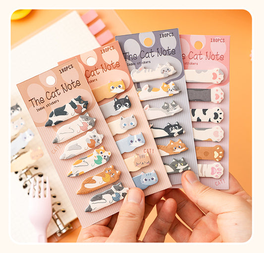 Cute Cat Sticky Notes & Index Tabs Set Kawaii Memo Pads,8-Pack