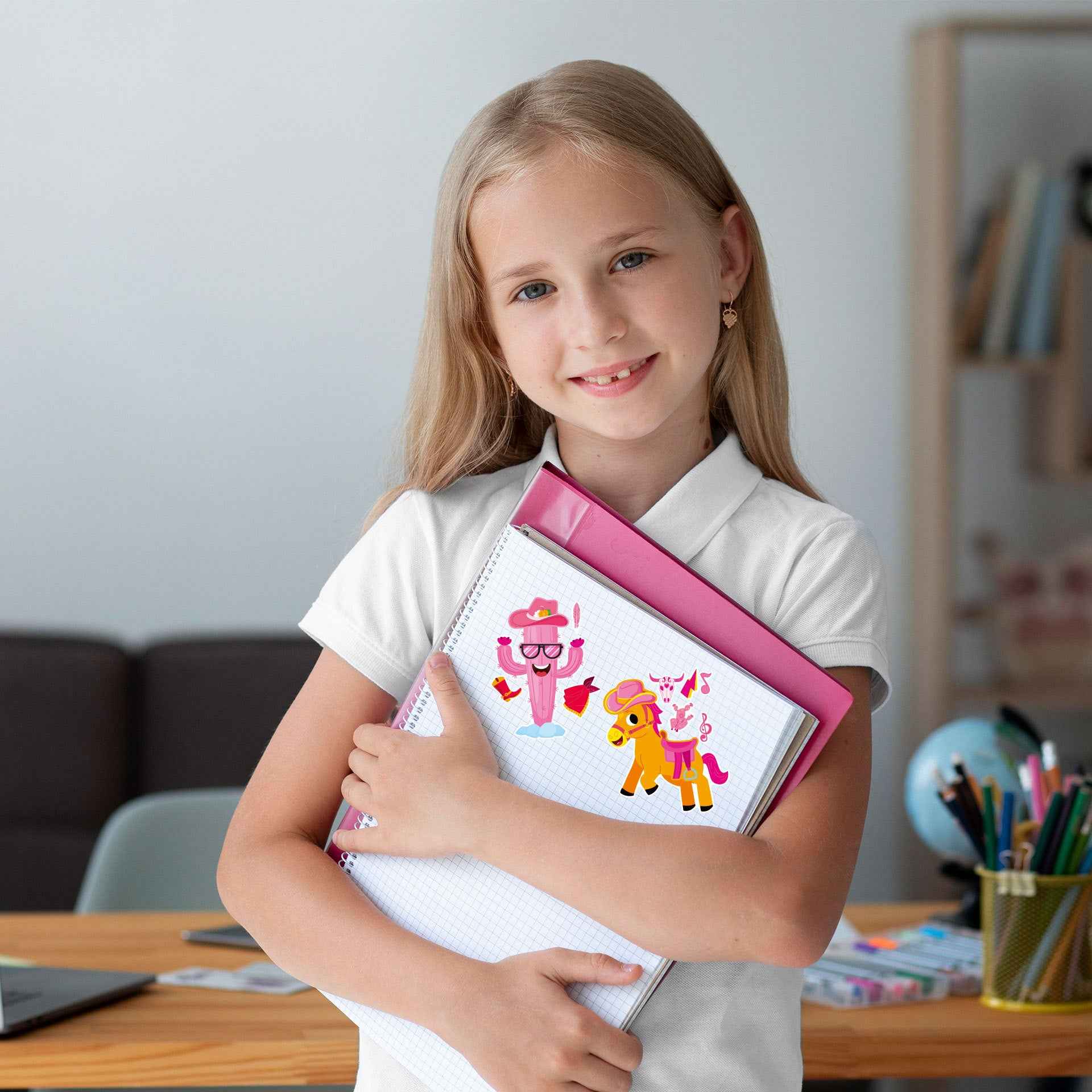 Make a Face Cartoon Pink Cowboy DIY Stickers for Kids 24 Sheets