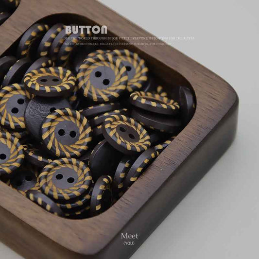 15mm Dark Brown Round 2-Hole Wood Buttons for Sweaters and Tops 40pcs
