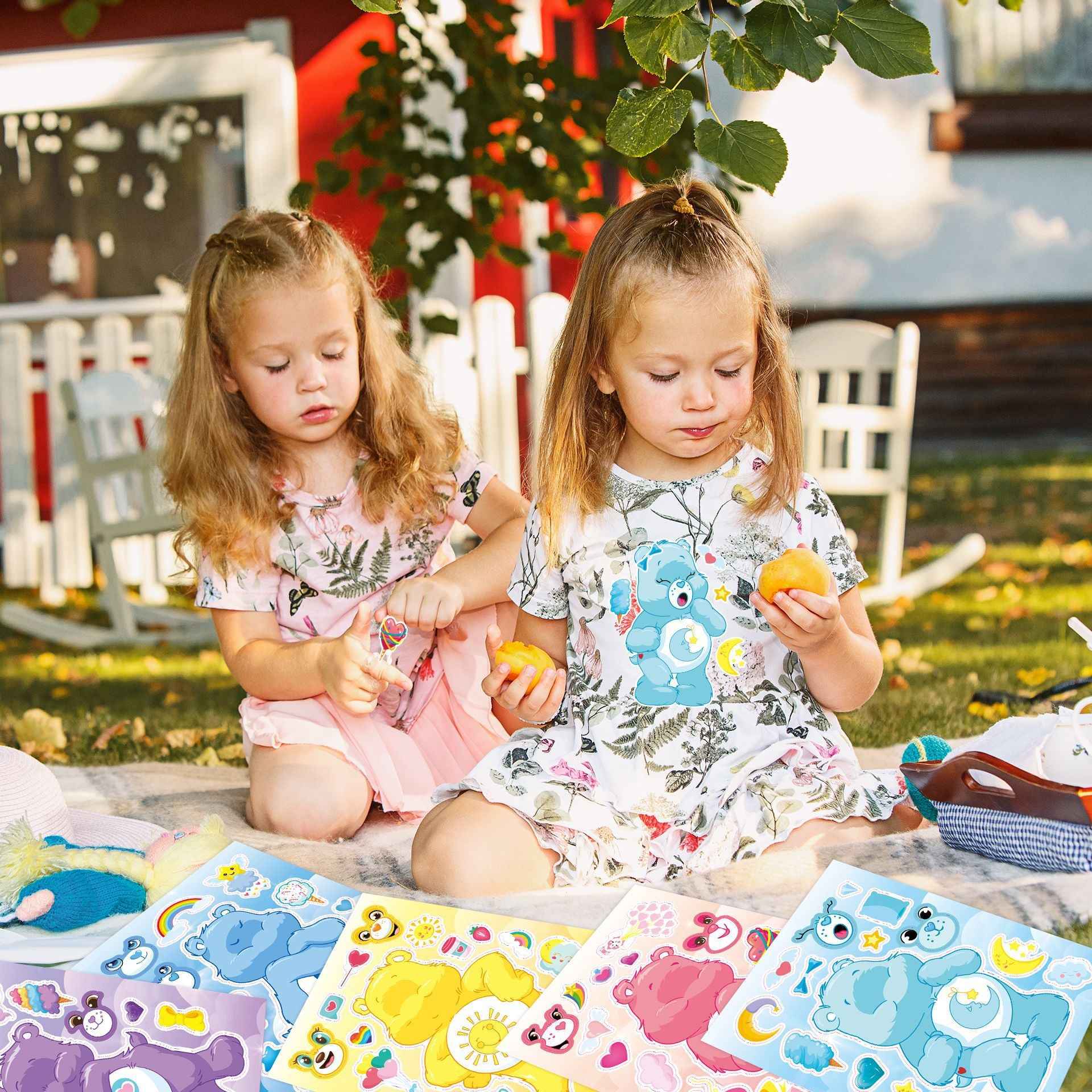 Make a Face Cartoon Care Bears Stickers for Kids 24 Sheets