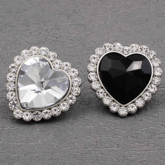 Exquisite Heart-Shaped Crystal Rhinestone Metal Sewing Buttons 20pcs