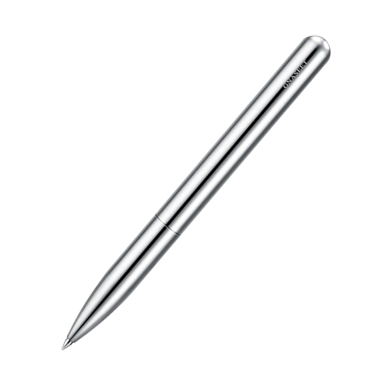 GNASEET Silver Stainless Steel All-Metal Ballpoint Pen Retractable