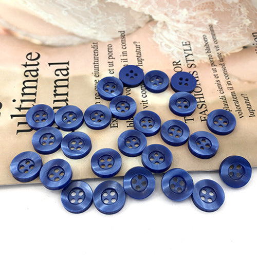 Dark blue round 4-hole shirt buttons, multiple small buttons