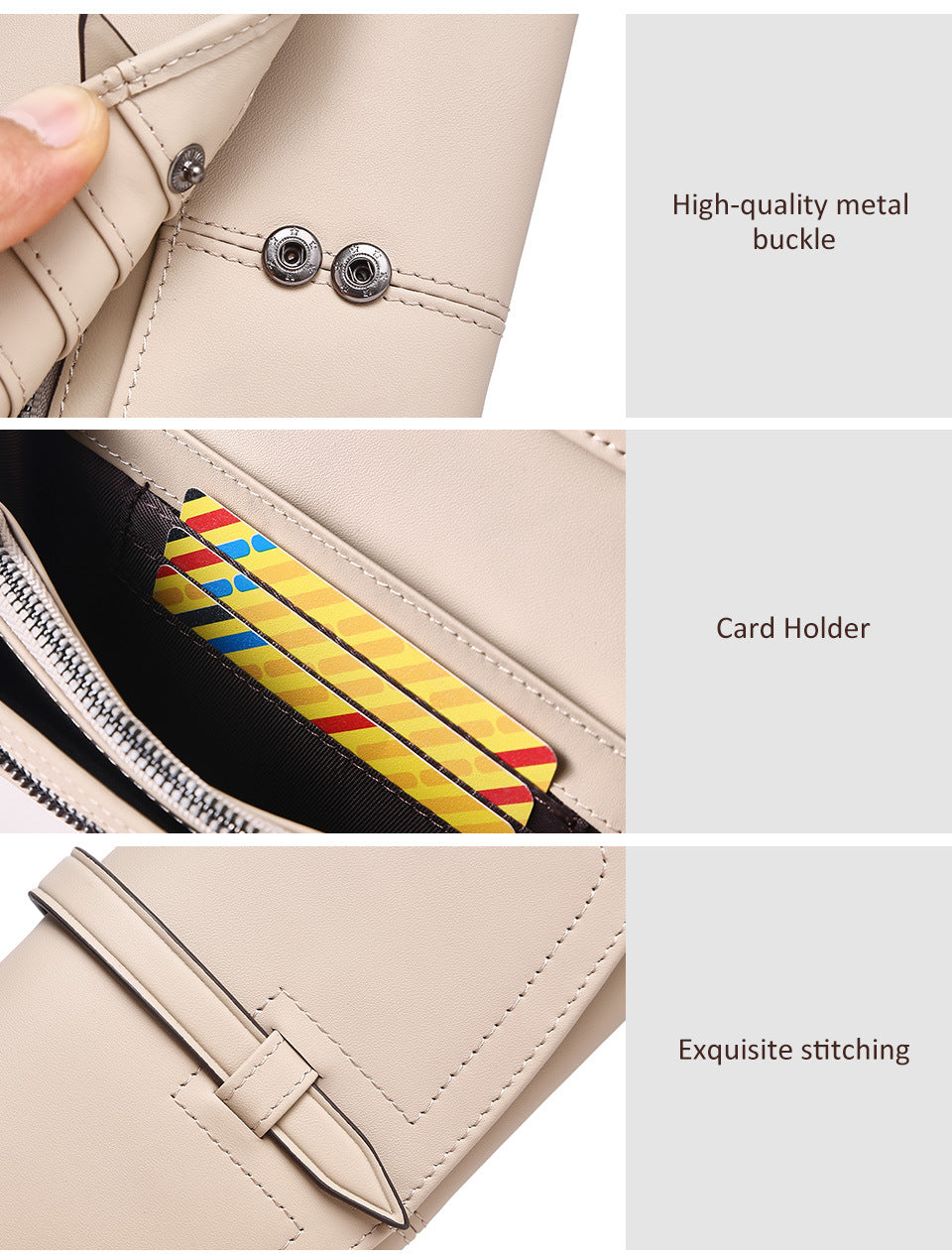 Women's Genuine Leather RFID Wallet – Long Zip Clutch Full Grain Cowhide