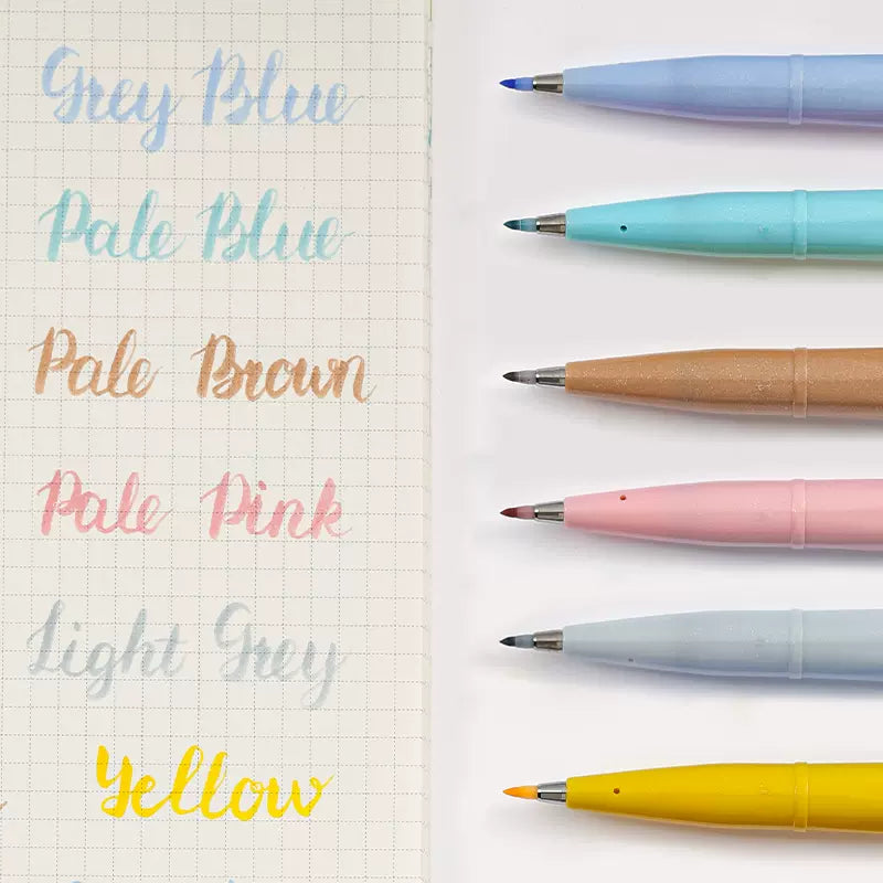 Pentel Fude Touch Sign Pen,Felt Pen Like Brush Stroke,6 Pack
