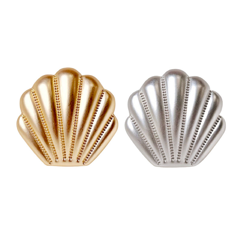 Shell-style metal shank buttons, matte gold and silver, 18/23mm, 12 pcs