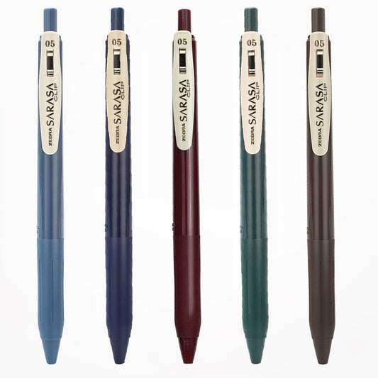 ZEBRA Sarasa Clip Gel Ink Ballpoint Pen 0.5mm,Vintage 5 Colors