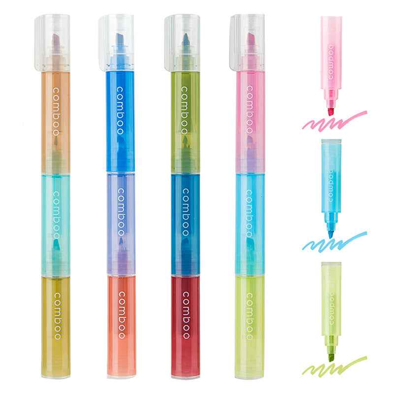 12-Color Comboo Highlighter Fluorescent Markers Set