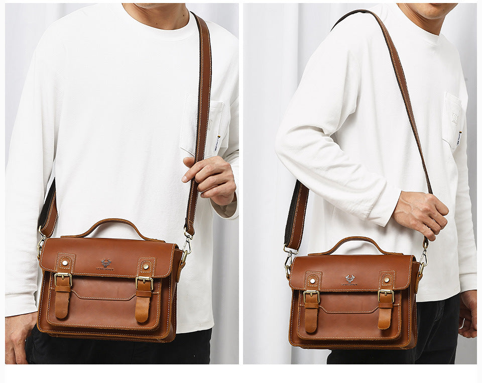 Men's Genuine Leather Crossbody Bag Shoulder Sling Bag