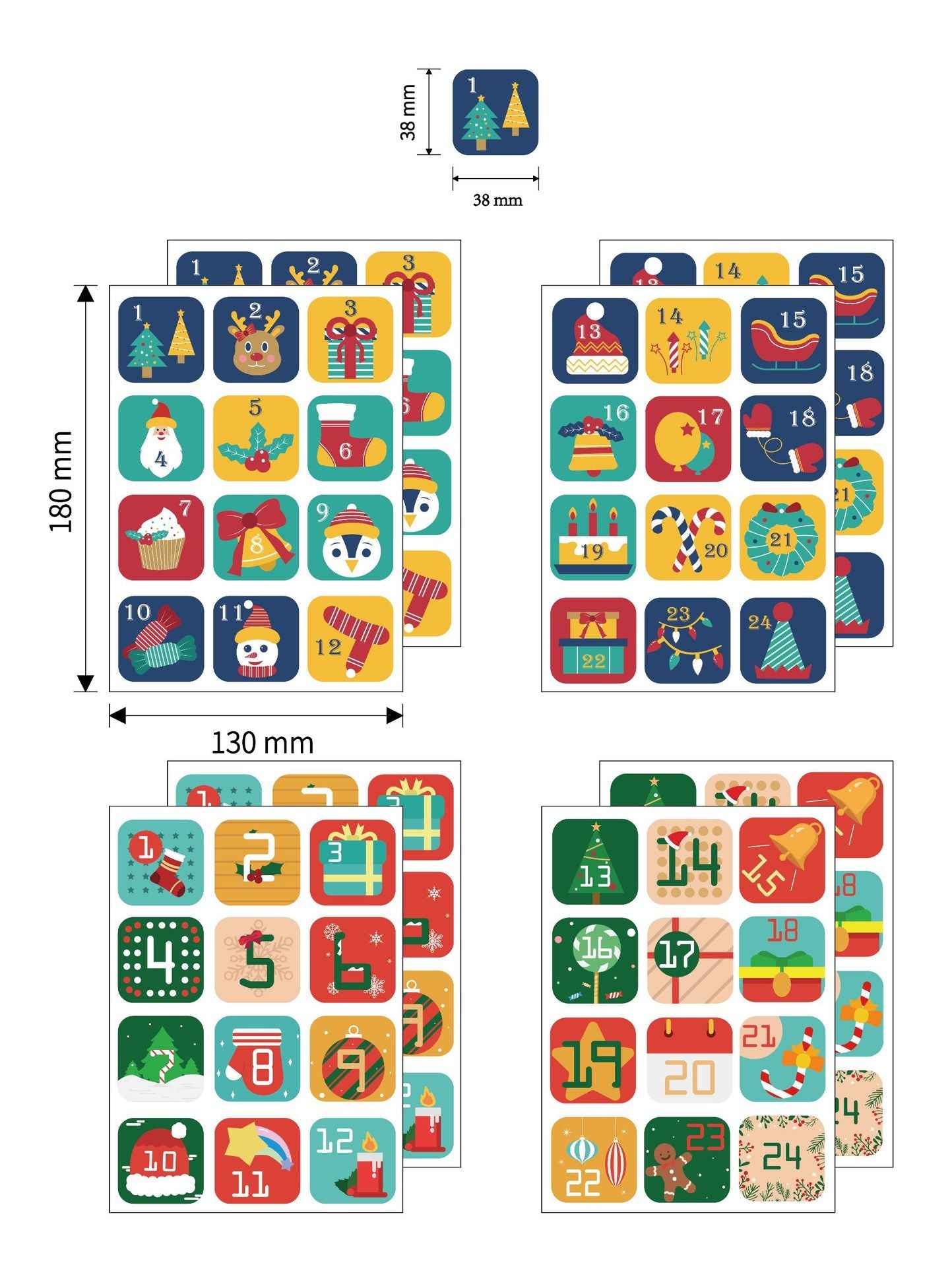 Make a Face Christmas Countdown Calendar Stickers for Kids 32 Sheets