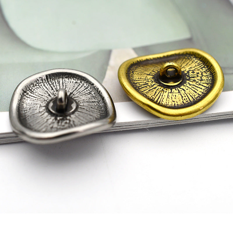 Curved metal shank button backs with central post: antique silver and bronze, 23mm