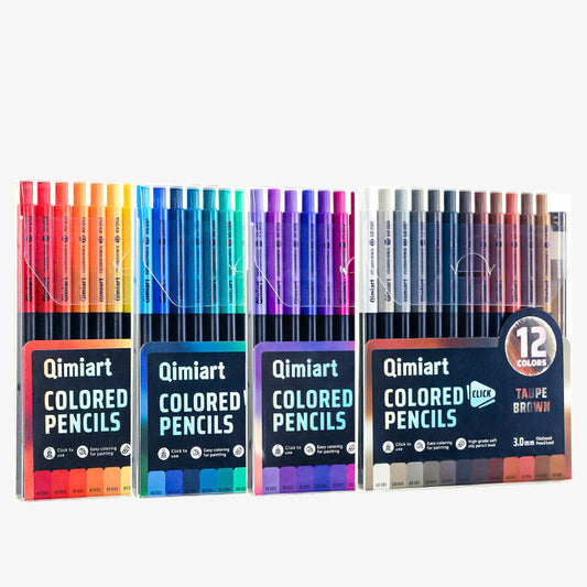 Qimiart Click Retractable Colored Pencils 48 Pack Oil-Based Includes Sharpener Set B